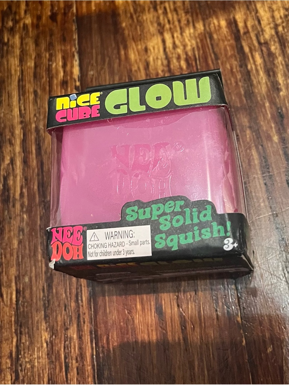 Nee Doh Glow Pink Super Solid Squish Cube - Glow Pink